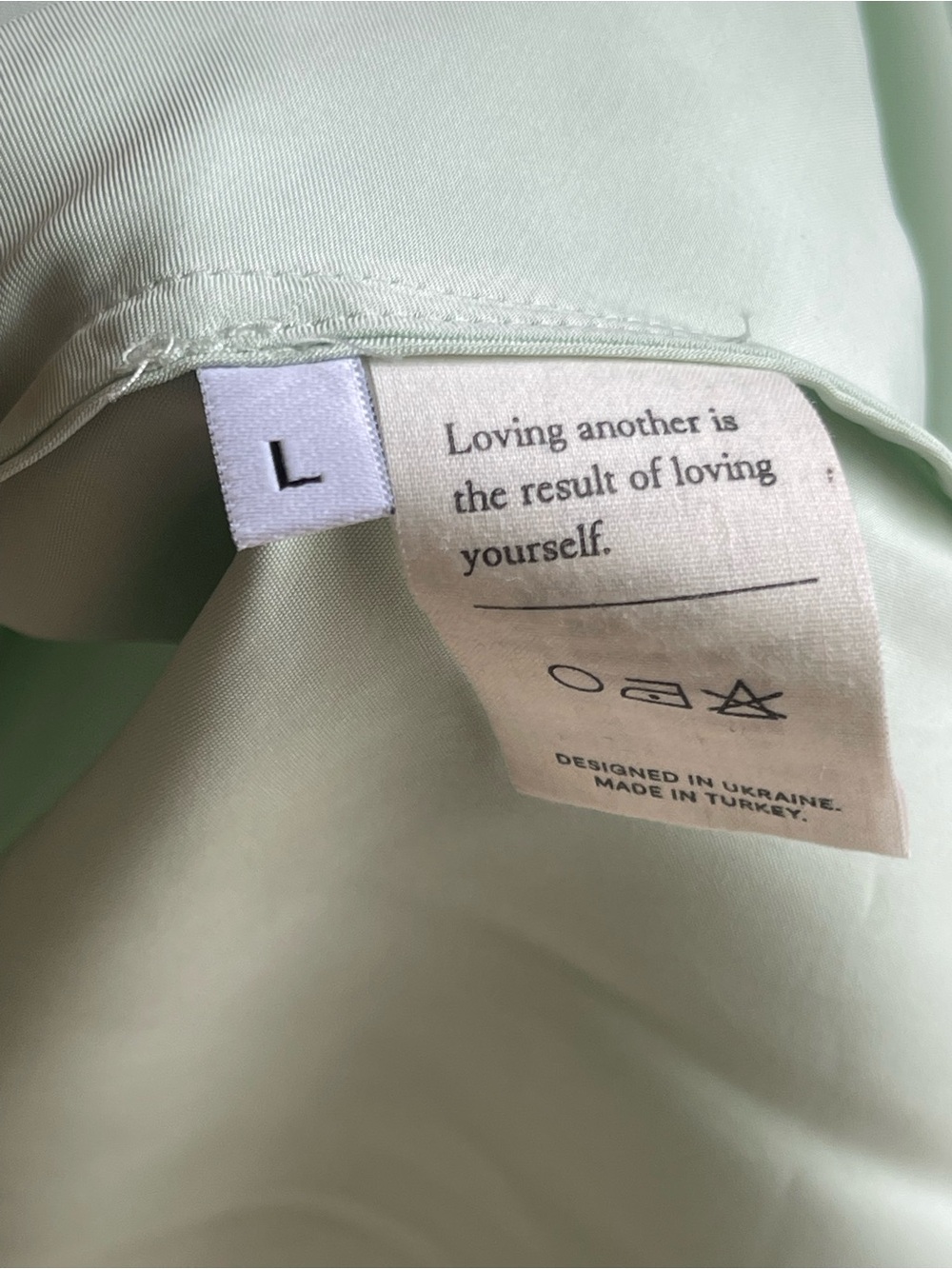 Sleeper NWT Boheme Feather-Trimmed Satin Slip Mini Dress in mint green - Picture 6 of 10